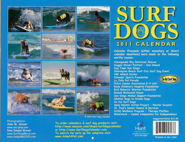 surfing dogs calendars