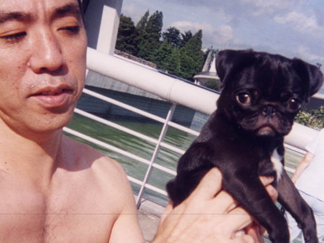 Junichi FukudaJunichi Fukuda with Momotan's donor dog, Momoko