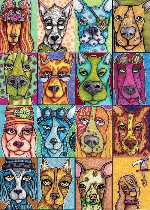 DOG ART CARDS, DRAWINGS, PAINT (c) by Cindy Dauer