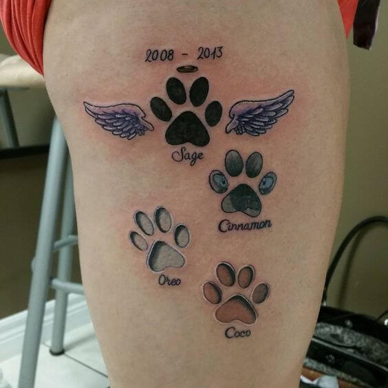 BEST PAW SHAPED FRIEND DOG TATTOO DESIGNS