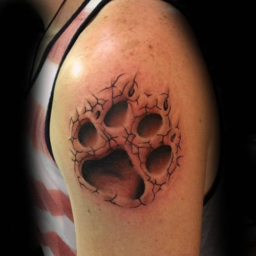 BEST PAW SHAPED FRIEND DOG TATTOO DESIGNS