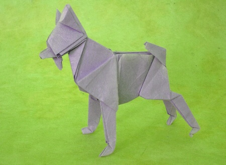 Dog by Miyajima Noboru (Press to Buy online this Origami Dog Template)