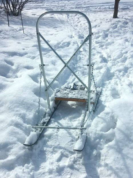DIY HOMEMADE DOG ICE SLEDDING SNOWMOBILE